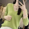 Outono Inverno Botões Cor Sólida Suéter Malha Gola V Camada Base 2026 Roupa Externa Nova Feminina Misturado Lã Curta Solto