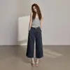 Pantalones Rectos Sueltos de Estilo Nuevo en 2 Colores Estilo Retro Americano Versátiles de Verano Pantalones Cargo Multibolsillos Jeans Acortados para Mujer