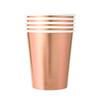 Plato de papel grueso de 350 g color oro rosa, desechable, traje de vajilla para fiesta de cumpleaños, vaso de papel, mantel, banderín