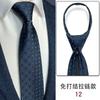 Vestido Camisa de Cuello Blanco para Negocios y Trabajo, Corbata de Cremallera Simple sin Nudos, Rayas Azul Oscuro