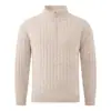 Jaqueta Suéter Gola Alta Meio Zíper Estilo Americano para Comércio Exterior Transfronteiriço Outono e Inverno Tricô Trançado Solta Casual Masculino Tricô Suéter