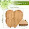 Bandeja Doble en Forma de Corazón de Bambú Plato para Frutas Plato de Desayuno para San Valentín Plato de Postre de Madera Decoración Mesa San Valentín