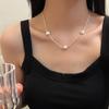 Colar de contas redondas emendadas de prata estilo frio, corrente de clavícula, colar feminino de luxo acessível de alta qualidade, acessórios simples e elegantes versáteis
