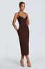 Vestido Midi Justo com Gola de Renda, Decote Halter, Patchwork de Renda, Estrutura de Barbatanas na Cintura e Saia Bodycon - Nova Coleção Primavera/Verão 2026