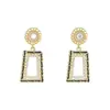 Pendientes de Plata Elegantes con Calado Geométrico Cuadrado y Perla Pendientes Retro Pequeños con Aroma Pendientes Elegantes de Moda de Nicho para Mujer