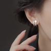 Selección de Arte Zircón Brillante Francés Retro Medio Paquete Aretes de Camelia Mori Pequeños y Exquisitos Aretes de Rosa