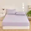 Sábana bajera ajustada exclusiva transfronteriza hipoalergénica, sábana bajera individual de color liso impresa cepillada, funda de colchón, protector de colchón a prueba de polvo y funda de almohada