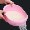 Cesta Drenadora con Forma de Casco para Uso Doméstico, Colador para Lavar Arroz, Recipiente para Lavar Arroz, Cesta Drenadora Multifuncional de Cocina, Recipiente de Plástico para Lavar Verduras, Lavar Frutas