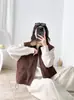 Chaleco Casual de Solapa Imitación Lana de Cordero Retro para Mujer 2026 Otoño Invierno Nuevo Sin Mangas Cálido Acolchado Chaleco Corto