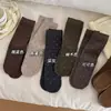 Calcetines juguetones de lunares estilo coreano para mujer, calcetines apilados color cacao, calcetines de algodón a media pantorrilla color haya para mujer, simples y versátiles