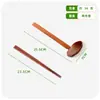 Colher de Madeira com Cabo Longo, Colher de Sopa, Colher para Fondue, Talheres Portáteis para Viagem, Conjunto de Hashi e Colher, Conjunto de Almoço para Estudantes com Colher e Hashi
