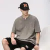 Camiseta de manga corta para hombre, estilo fino de verano 2026, manga media sólida pesada, corte holgado, camiseta base de tacto fresco