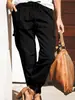 2026 Calças de Trabalho Cor Sólida Estilo Europeu e Americano Femininas Múltiplos Bolsos Cordão Punhos Elásticos Calças Harem Casuais Esportivas Calças Longas Atacado