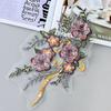 Parche de Tela Bordado de Flores Estéreo Colorido Fondo de Malla Lentejuelas Artesanía Flor Decorativa Ropa Accesorios de Boda DIY