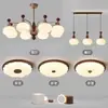 Araña de comedor vintage estilo francés, iluminación de espectro completo que protege los ojos para sala de estar y pasillo, luz principal vintage de caqui, juego de iluminación para toda la casa