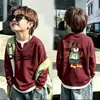 Nueva camiseta de manga larga de dos piezas falsas para niños y niñas, para niños mayores, con patrón de gofre, estilo coreano, camiseta básica elegante