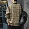 Suéter con Estampado Tie-Dye Lavado Nuevo de Otoño para Hombre Estilo Americano Moda Marca de Moda Camiseta de Rayas Raglán Mangas Largas Camisa Base Holgada
