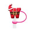 Tema Carta de Natal Tampa de Palha Capa de Palha de Silicone Divertida Desenho Animado Festa Palha Tampa Decorativa Plugue de Palha à Prova de Poeira