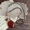 ¡Dinero viejo estilo chino! Collar con Colgante de Flor Tejida Estilo Étnico Bohemio para Mujer, Accesorio Largo Estilo Vacaciones Vintage