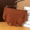 Calcinha de Seda de Gelo Sem Costura Peça Única Borda Ondulada Fashion de Cintura Baixa para Mulheres Simples Respirável Algodão Amigo da Pele Forro Algodão Roupa Íntima Feminina