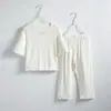 Novo Conjunto de Pijama Curto de Manga Curta Modal para Meninas, Meia-Estação, Leve, Seda Gelada, Verão, Para Crianças Pequenas, Fresco