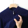 Cárdigan de Lana Pura Otoño e Invierno Nuevo para Hombre Cuello Cremallera Tejido Camisa Base Mediana Edad Negocios Casual Chaqueta Holgada