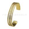 Pulsera de acero de titanio chapada en oro de 18 quilates de diseño europeo y americano, cadena hueca de tres capas, pulsera abierta, pulsera de personalidad ins B222275