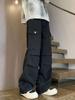 Calça jeans masculina estilo americano outono estilo high street suja calça solta reta perna larga calça casual