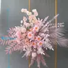 Nueva boda fila de flores a gran escala simulación flor de seda decoración terminada fila de flores de eucalipto pasillo de pasarela arte floral de boda