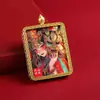Thangka Personalizado Pintado à Mão Dourado Vida Passada e Presente Raposa Fada Thangka Pingente de Raposa Amuleto Buda Colar Comemoração de Viagem a Wutai