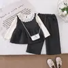 Conjuntos de primavera y otoño de comercio exterior para niñas, ropa elegante para niños y bebés, conjunto de tres piezas a la moda estilo coreano estilo INS para niñas pequeñas