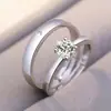 Anillo de pareja clásico de seis garras un par de anillo de cuatro garras ajustable de apertura para hombres y mujeres anillo de boda de diamante anillo de boda al por mayor