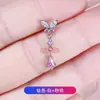 Pendientes de Aleación de Titanio F136 Mariposa Colgante Circonita Redonda Piedra de Cometa Rosca Interna Clavo para Hueso de la Oreja Accesorios Joyería de Piercing G23 Titanio