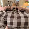Conjunto de cama popular, ultrassuave e fofo de quatro peças, incluindo um conjunto de capa de colchão de três peças (Grau A, adequado para bebês e crianças pequenas), e lençóis e lençóis de elástico para estudantes, disponível para dropshipping
