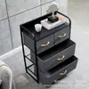 Gabinete de Almacenamiento para Baño Dormitorio Sala de Estar Mesa de Noche Gabinete de Acabado Caja de Almacenamiento Caja de Tela No Tejida Gabinete de 4 Cajones Gris
