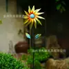 Artesanías de Hierro Giratorias Flor Dorada Transfronteriza, Uno, Dos, Tres Molino de Viento Giratorio Jardín Creativo para Exteriores