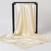 Bufanda Chal Cuadrado Grande de Satén Puro Estilo Europeo y Americano Bufanda de Seda Estampada para Mujer Pañuelo para la Cabeza 90x90cm