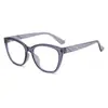 Chica Guapa Muestra Su Linda Cara Redonda, Gafas Cat-Eye Ultraligeras, Montura Negra para Mujeres Sin Maquillaje, Montura de Gafas Planas Retro Moderna Anti-Luz Azul para Hombres