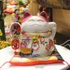 Le Meow Gato da Sorte Estilo Japonês 7 polegadas Flor de Cerejeira Gato Figura Cofre Cerâmica Artesanato Loja Decoração de Casa Presente Criativo