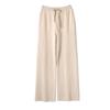Pantalones anchos de cachemira gruesa otoño e invierno Nuevo punto medio suelto adelgazante cintura alta tejido de lana recto combinable