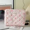 Bolsa de Maquiagem Acolchoada com Laço Branco Pequena Fresca Fofa Estudante Bolsa de Armazenamento Portátil Necessaire Bolsa de Grande Capacidade