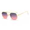 Gafas de Sol Metálicas de Doble Puente Europeas y Americanas para Hombre, Lentes Tipo Piloto Nuevas de Moda 2025, Gafas de Sol Cuadradas de Moda Transfronterizas para Mujer
