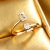 TEMU Venta Caliente Transfronteriza 26 Letras Inglesas Microincrustación de Circonita Anillo de Moda para Mujer Cobre Chapado en 14K Banda Lisa Abierta Ajustable