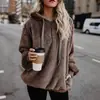 Exclusivo transfronterizo para comercio exterior europeo y americano, nueva sudadera con capucha de forro polar teddy para otoño e invierno, chaqueta tipo pullover casual con media cremallera