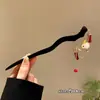Nueva Horquilla de Lujo Estilo Chino Imitación Ébano con Borlas de Estilo Antiguo para Mujer, Adecuada para Cabello Grueso