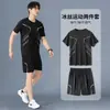 Comercio Exterior Ropa Deportiva de Manga Corta de Seda de Hielo Verano Secado Rápido Ropa de Baloncesto Bádminton Fitness Shorts Traje Casual de Verano para Hombre