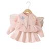 Suéter Falda para Niña Bebé Mariposa Pequeña Cardigan Tejido Suéter Falda Otoño Nuevo Estilo Coreano Dulce Borde de Encaje