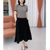 23352 Da Ai Mei Yuan Verano 2025 Nuevo Camiseta Básica Rayada de Cuello en V Moda Casual Pantalones de Pierna Ancha Ropa de Moda para Mujer