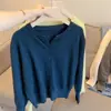 Cárdigan Fino de Punto de Lana Suave y Amigable con la Piel para Mujer, Estilo Coreano, Cuello Suelto, Corto, Suéter Chaqueta Exterior Pequeño