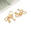 Pingente de laço cruzado popular, banhado a cobre ouro 18k real, alta retenção de cor, cravejado com zircônia, acessórios para pulseira e colar DIY